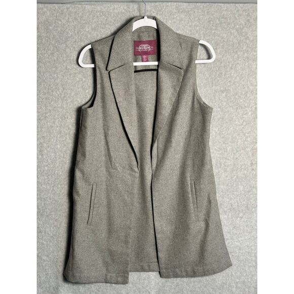 The Savile Row Co London Wool Blend Open Front Sleeveless Long Vest S minimalist - Picture 9 of 11